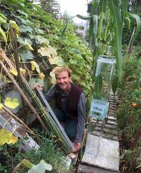 Sept 1. Big Larry & fermentation vessel - Just about ready to pickle