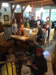 Up in Vernon our Kimchi class was a huge success! The instigation of many future
Kimchi Masters were germinated here in this forest cabin.