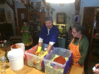 Sauce all done, veggies cut, time to mix!