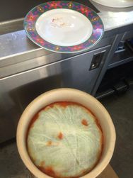 Cheesecloth is applied to keep all veggie fragments under the brine for proper
aneorobic bacteria growth.