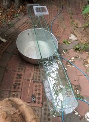 Old fermentation base glued and taped on bottom of aquarium.